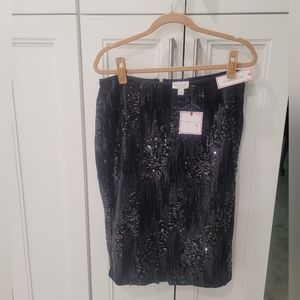BISOU BISOU Black Sequin Skirt size L